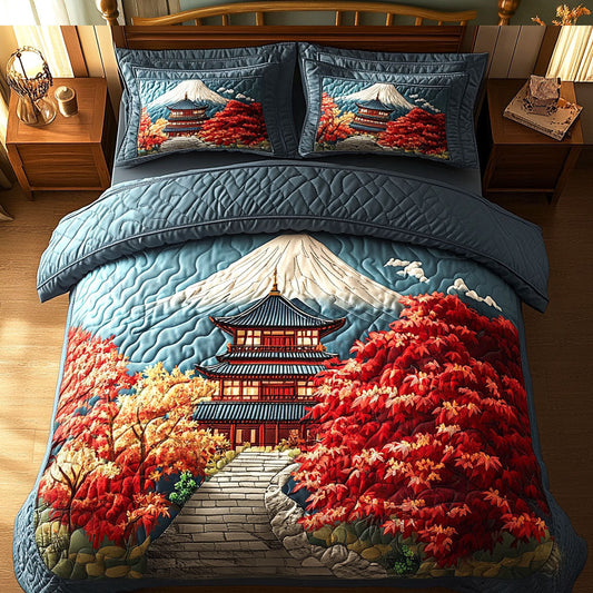 Crimson Pagoda 3-Piece Quilted Bedding Set NCU0NT7381