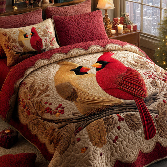 Crimson Pair 3-Piece Quilted Bedding Set NCU0DV8907