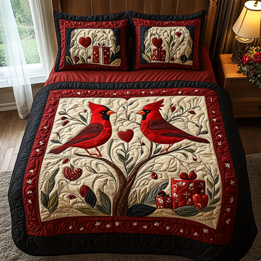 Crimson Pair 3-Piece Quilted Bedding Set NCU0DV2433