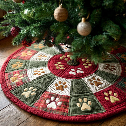 Crimson Paws Christmas Quilted Tree Skirt NCU0TV1067
