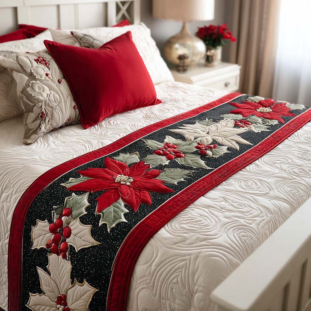 Crimson Petals Quilted Bed Runner NCU0PT9530