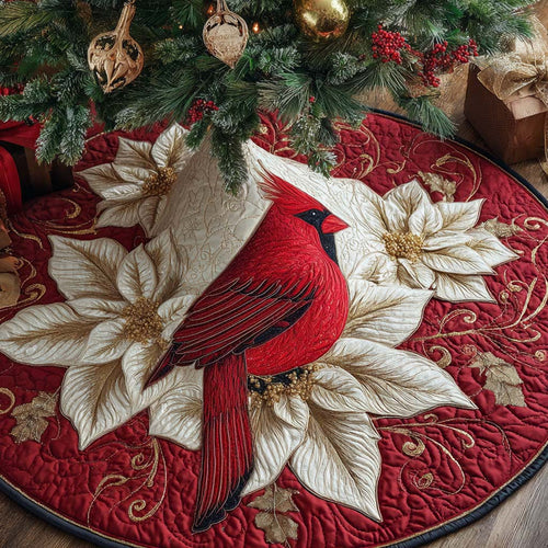 Crimson Poinsettia Grace Quilted Tree Skirt NCU0XD1678