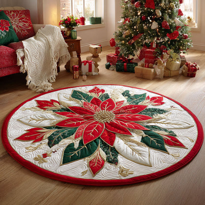 Crimson Poinsettia Quilted Round Mat NCU0TV429