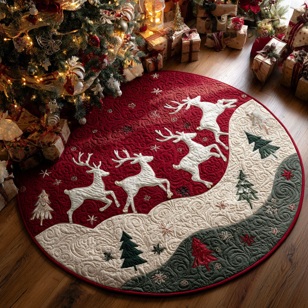 Crimson Reindeer Quilted Round Mat NCU0TV418