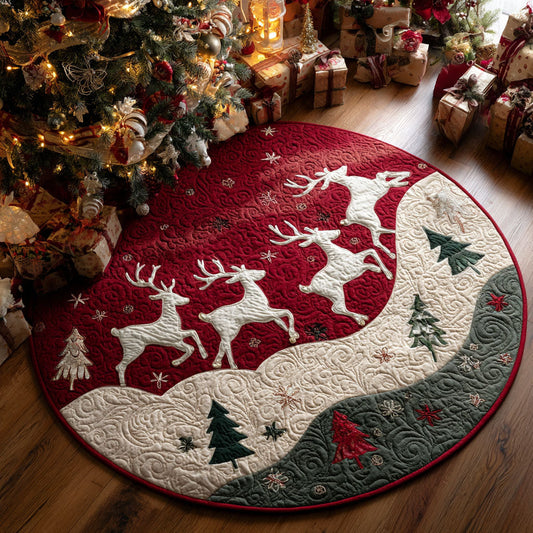 Crimson Reindeer Quilted Round Mat NCU0TV418
