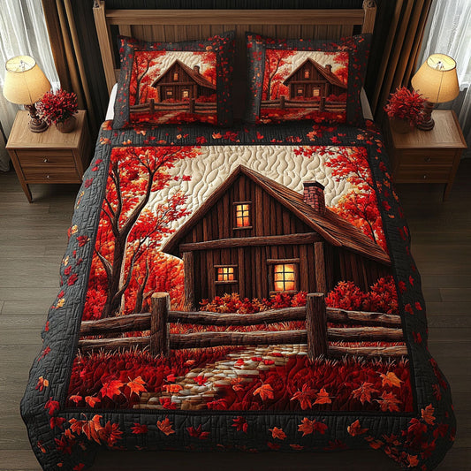 Crimson Retreat 3-Piece Quilted Bedding Set NCU0NT3656