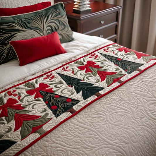 Crimson Ribbon Glow Quilted Bed Runner NCU0PT9531