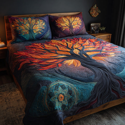 Crimson Roots 3-Piece Quilted Bedding Set NCU0VL3067