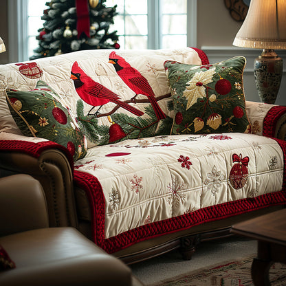 Crimson Serenity Quilted Sofa Cover NCU0DV8517