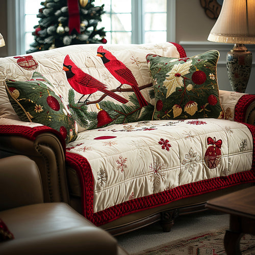 Crimson Serenity Quilted Sofa Cover NCU0DV8517