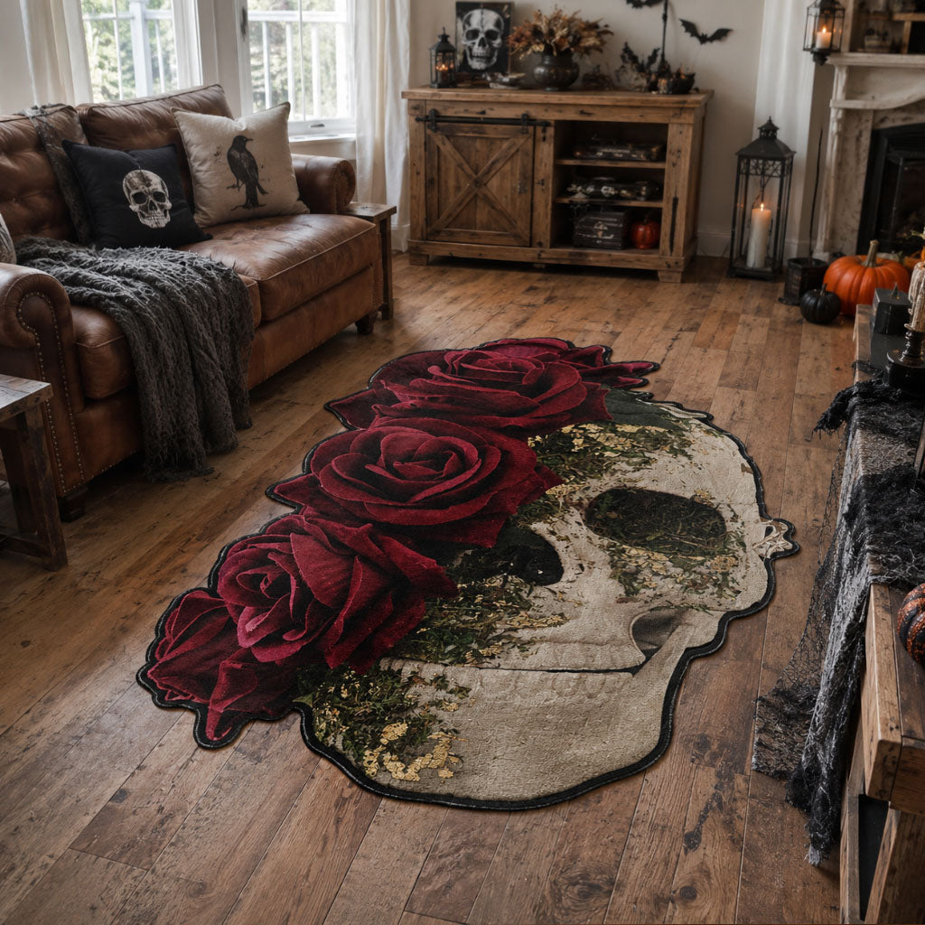 Crimson Skull Custom Shape Area Rug NCU0PT11940