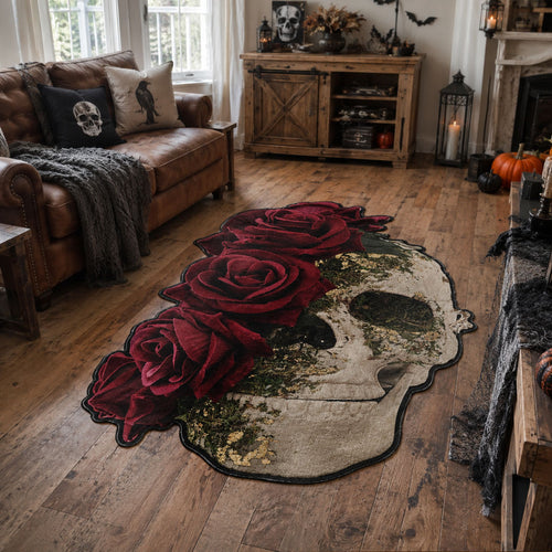 Crimson Skull Custom Shape Area Rug NCU0PT11940