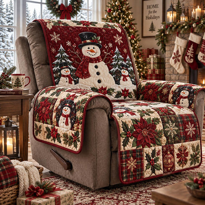 Crimson Snowman Christmas Quilted Sofa Cover NCU0DV10191
