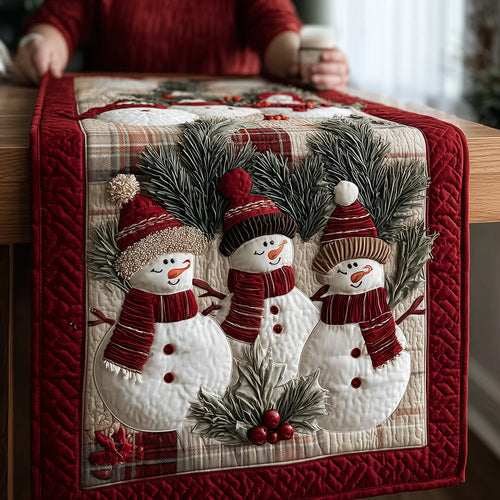 Crimson Snowman Trio Quilted Table Runner NCU0TH3850