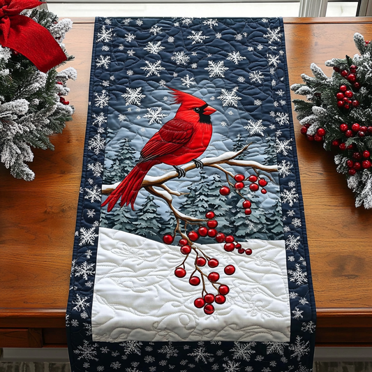 Crimson Songbird Charm Quilted Table Runner NCU0DK1595