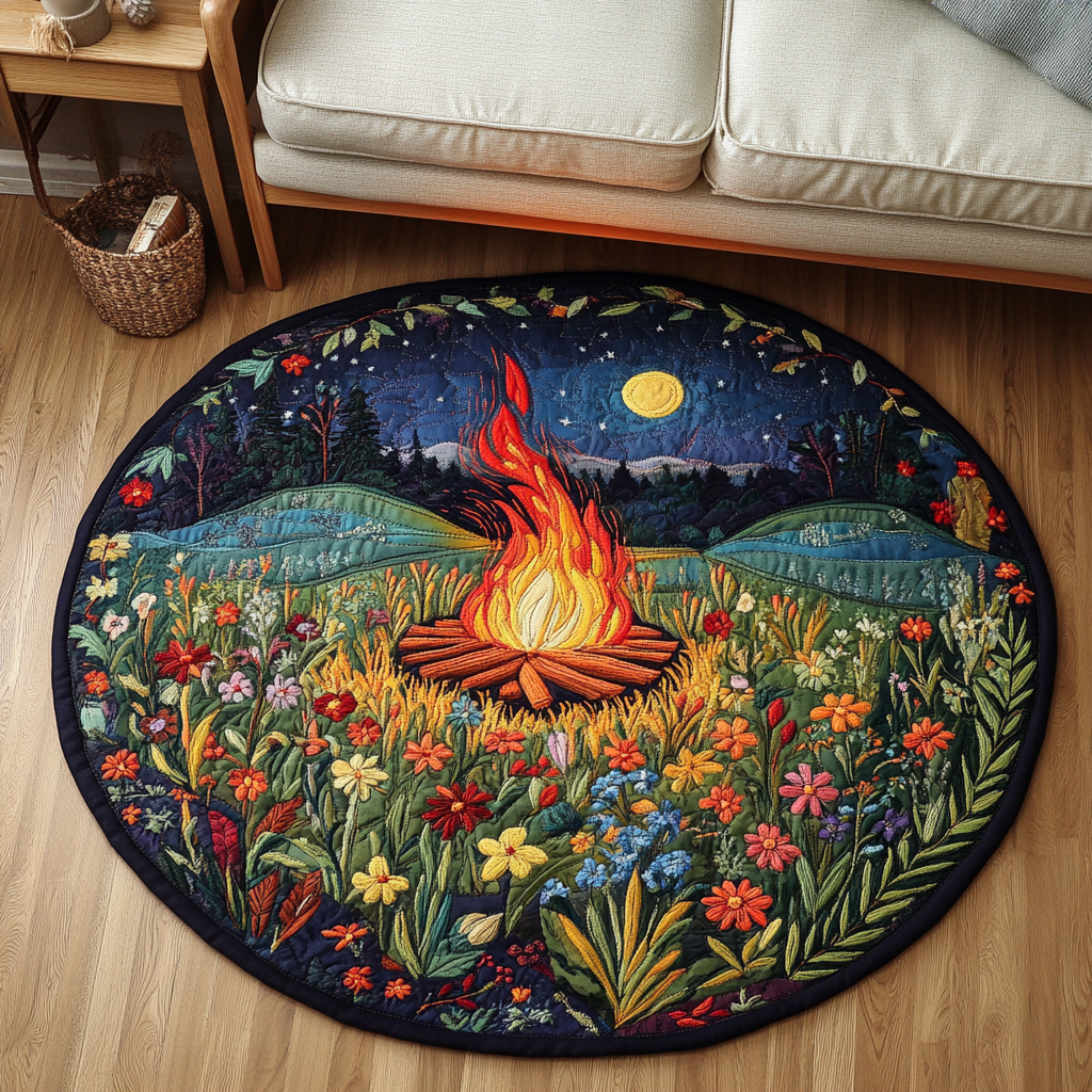 Crimson Sparks Quilted Round Mat NCU0DK5616