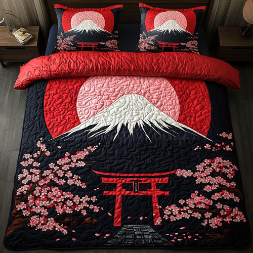 Crimson Sunrise 3-Piece Quilted Bedding Set NCU0NT6880