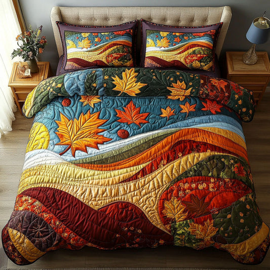Crimson Sunset 3-Piece Quilted Bedding Set NCU0PT7796