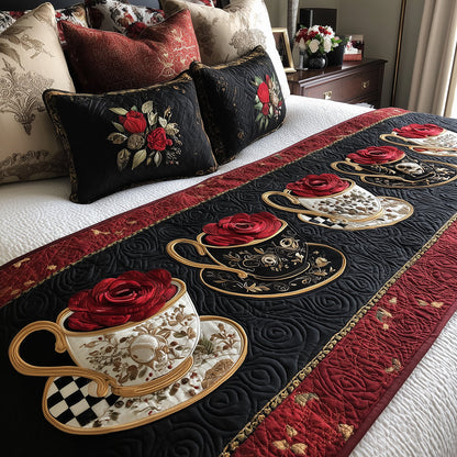 Crimson Teacup Bloom Quilted Bed Runner NCU0TH3725