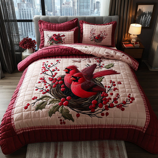 Crimson Tranquility 3-Piece Quilted Bedding Set NCU0DV8922