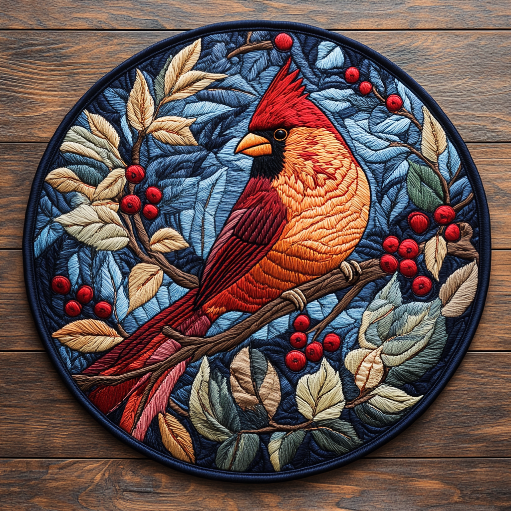 Crimson Wings Quilted Round Mat NCU0DK1081