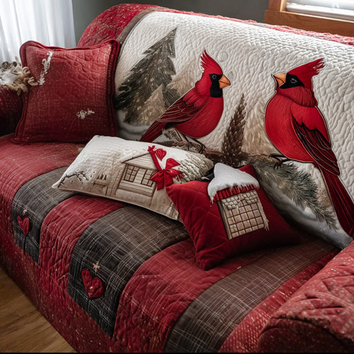 Crimson Winter Magic Quilted Sofa Cover NCU0PT9886
