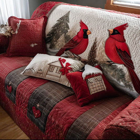 Crimson Winter Magic Quilted Sofa Cover NCU0PT9886