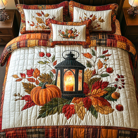 Crisp Leaves and Candles 3-Piece Quilted Bedding Set NCU0PT8267