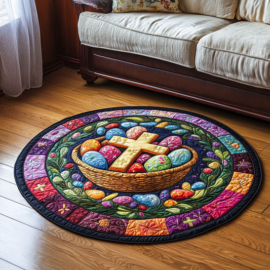 Cross And Eggs Quilted Round Mat NCU0NT3558