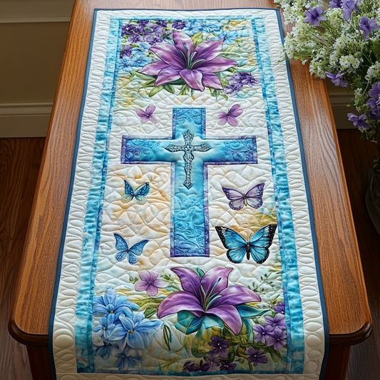 Cross Design Quilted Table Runner NCU0DK8165
