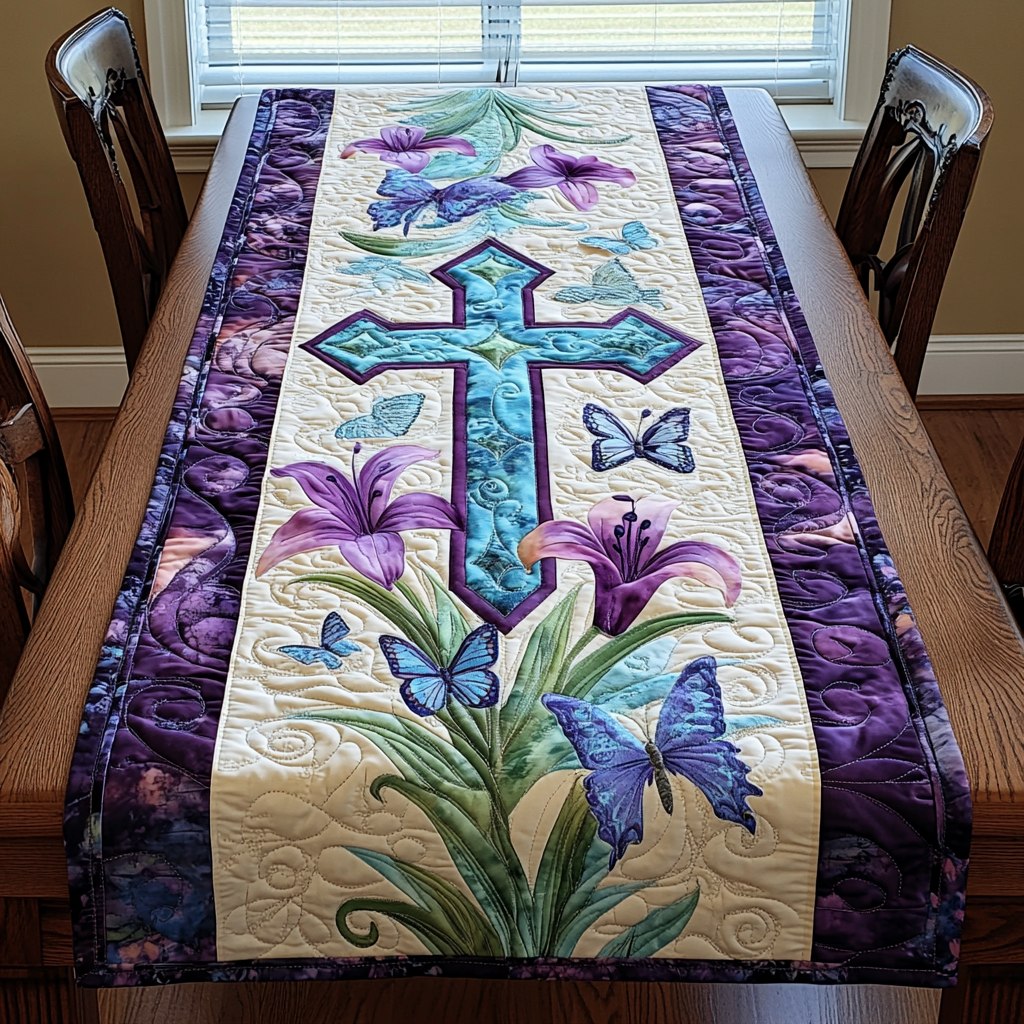 Cross Emblem Quilted Table Runner NCU0DK8171
