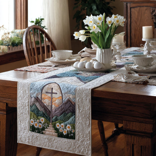 Cross of Devotion and Faith Quilted Table Runner NCU0PT7537