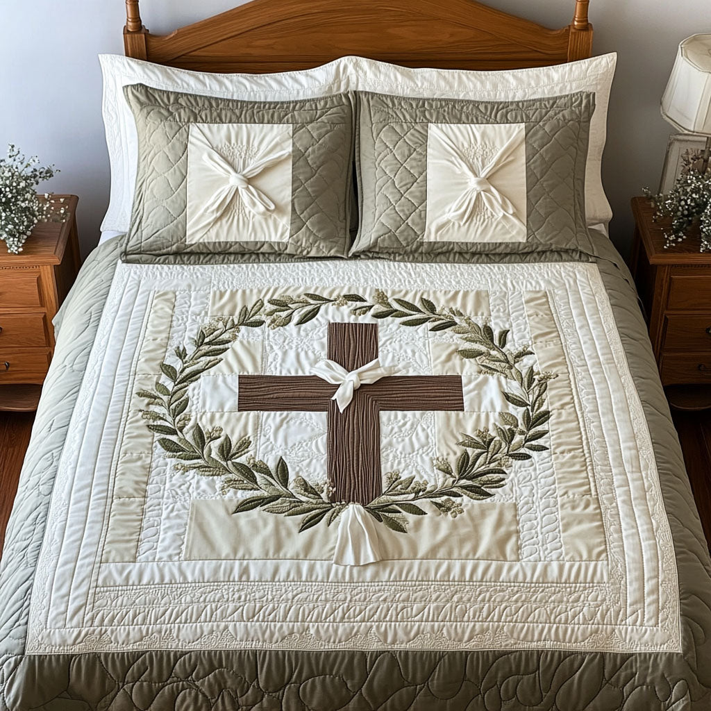 Cross of Eternal Faith 3-Piece Quilted Bedding Set NCU0PT7490