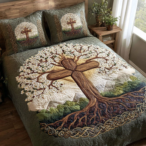 Cross of Glory and Truth 3-Piece Quilted Bedding Set NCU0PT7493