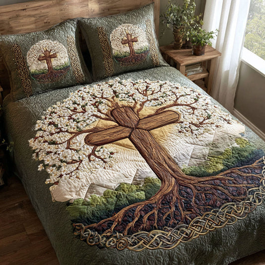 Cross of Glory and Truth 3-Piece Quilted Bedding Set NCU0PT7493