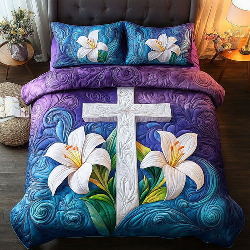 Cross of Grace 3-Piece Quilted Bedding Set NCU0NT6512