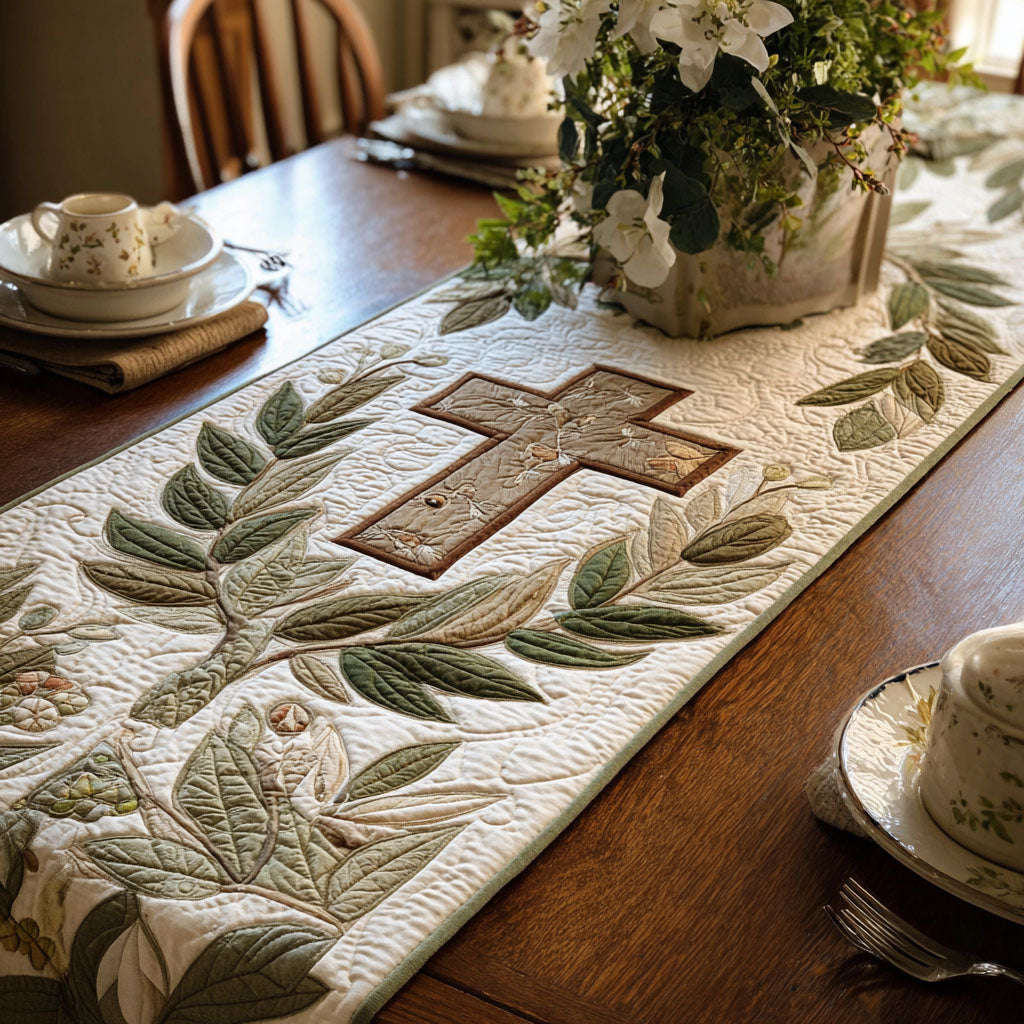Cross of Graceful Strength Quilted Table Runner NCU0PT7542