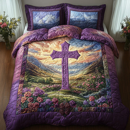 Cross of Heavenly Grace 3-Piece Quilted Bedding Set NCU0PT7496