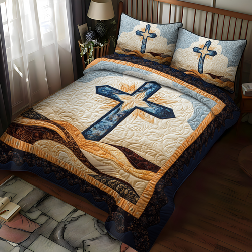 Cross of Hope 3-Piece Quilted Bedding Set NCU0DK1912