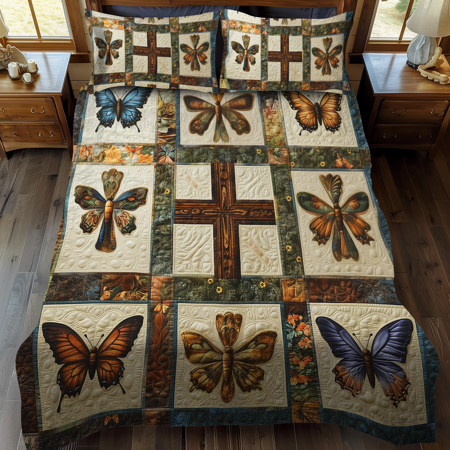 Cross of Hope 3-Piece Quilted Bedding Set NCU0VL495