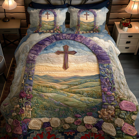 Cross of Hope and Faith 3-Piece Quilted Bedding Set NCU0PT7497