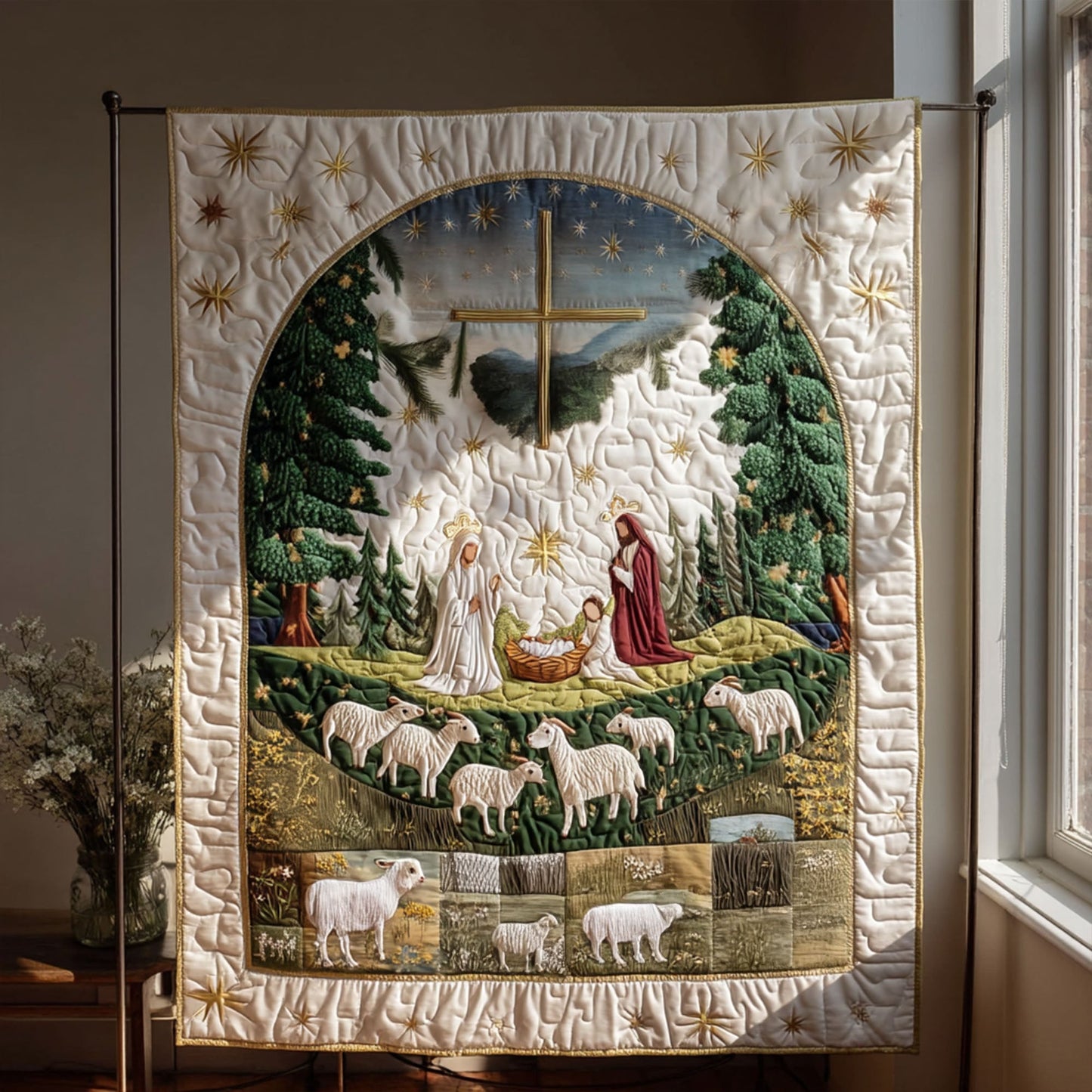 Cross of Life Quilted Blanket NCU0PT7522
