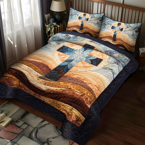 Cross of Light 3-Piece Quilted Bedding Set NCU0DK1915