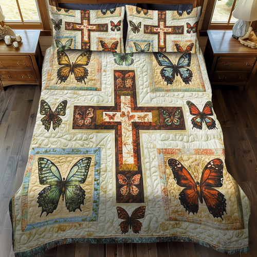 Cross of Light 3-Piece Quilted Bedding Set NCU0VL496