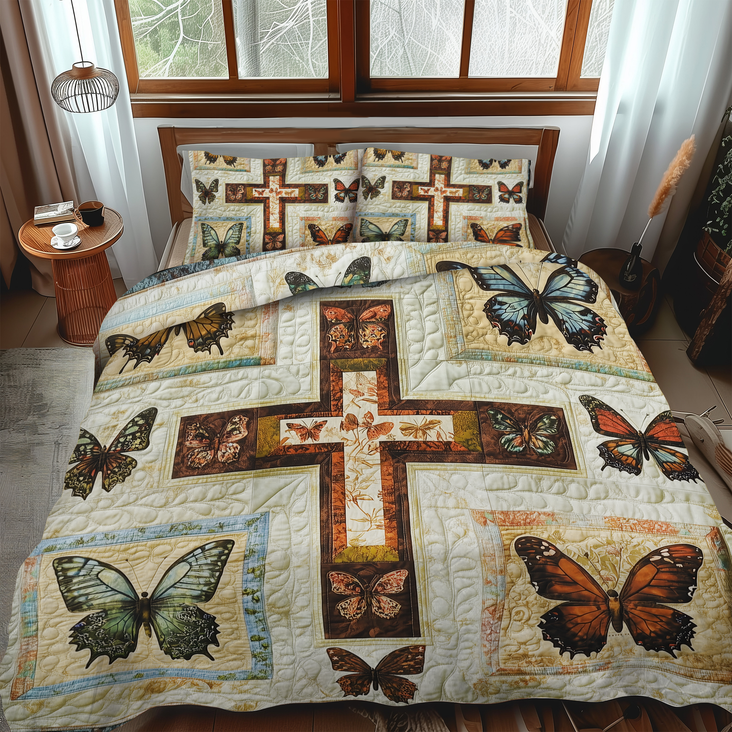 Cross of Light 3-Piece Quilted Bedding Set NCU0VL496