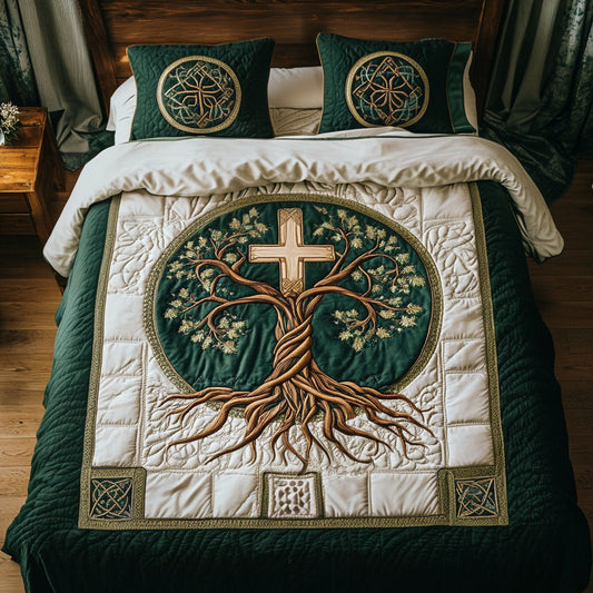 Cross of Mercy 3-Piece Quilted Bedding Set NCU0PT7499