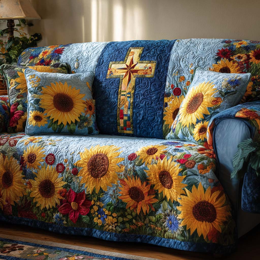 Cross of Peace Quilted Sofa Cover NCU0NT11340