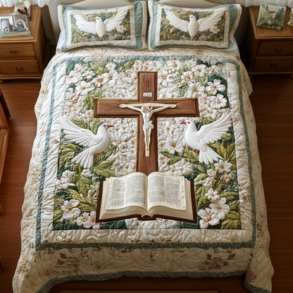 Cross of Stars 3-Piece Quilted Bedding Set NCU0VH1892