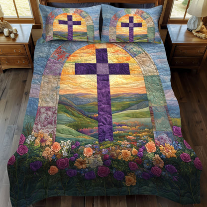 Cross of Truth and Light 3-Piece Quilted Bedding Set NCU0PT7508