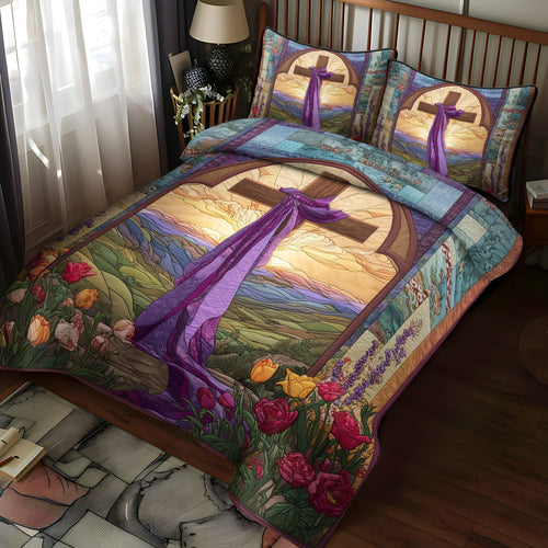 Cross of Unfailing Love 3-Piece Quilted Bedding Set NCU0PT7509